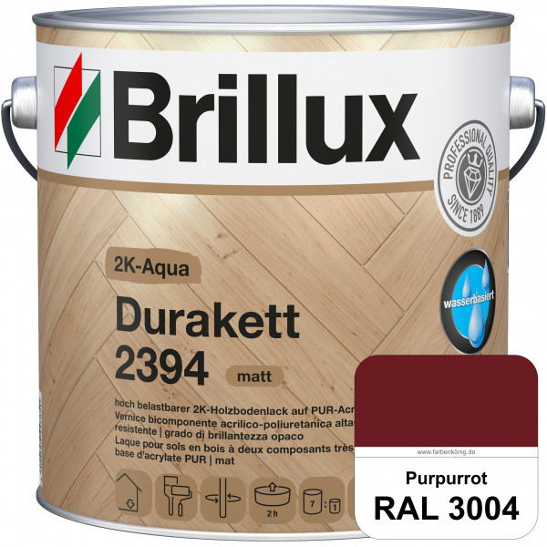 2K-Aqua Durakett 2394 (RAL 3004 Purpurrot) Wasserbasierter 2K-Versiegelung für Parkettfußböden, Diel