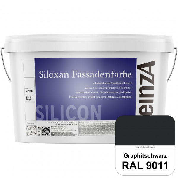 einzA Siloxan Fassadenfarbe (RAL 9011 Graphitschwarz) Siliconvergütete Fassadenfarbe