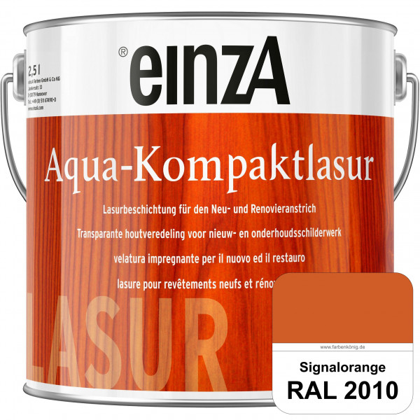einzA Aqua-Kompaktlasur (RAL 2010 Signalorange) wasserverdünnbare & feuchtigkeitsregulierende Lasurb