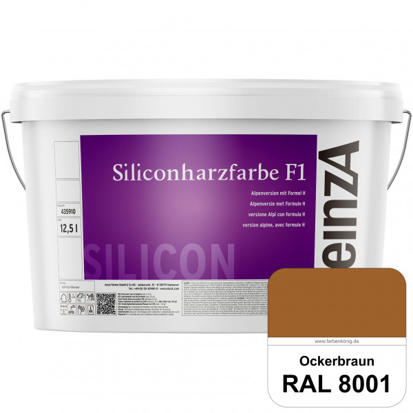 einzA Siliconharzfarbe F1 (RAL 8001 Ockerbraun) Universal Siliconharz-Fassadenfarbe, kalkmatt, wette