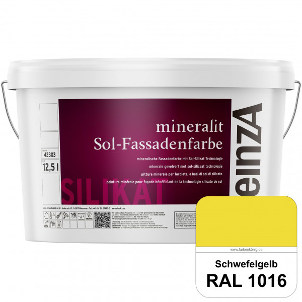 einzA mineralit Sol Fassadenfarbe (RAL 1016 Schwefelgelb) mineralische Fassadenfarbe mit Sol-Silikat