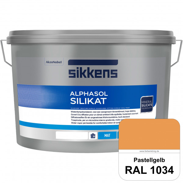 Alphasol Silikat (RAL 1034 Pastellgelb) Extrem matte Premium Wandfarbe auf SOL-Silikatbasis