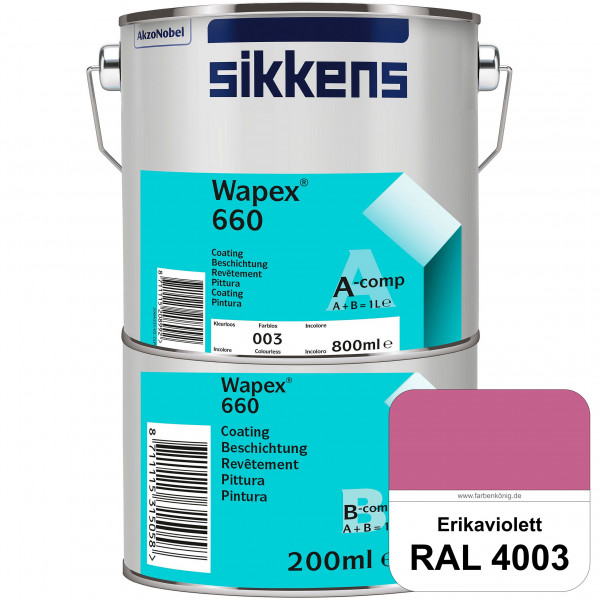 Wapex 660 Set (RAL 4003 Erikaviolett) seidenglänzende 2K-Epoxidharzlack für Böden & Wände (innen)