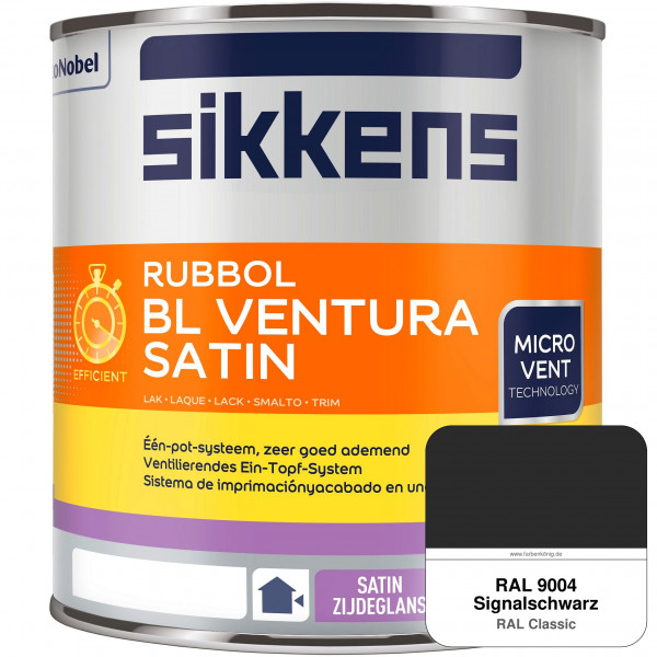 Rubbol BL Ventura Satin NEU (RAL 9004 Signalschwarz) Seidenglanzlack (wasserbasiert) Fenster außen