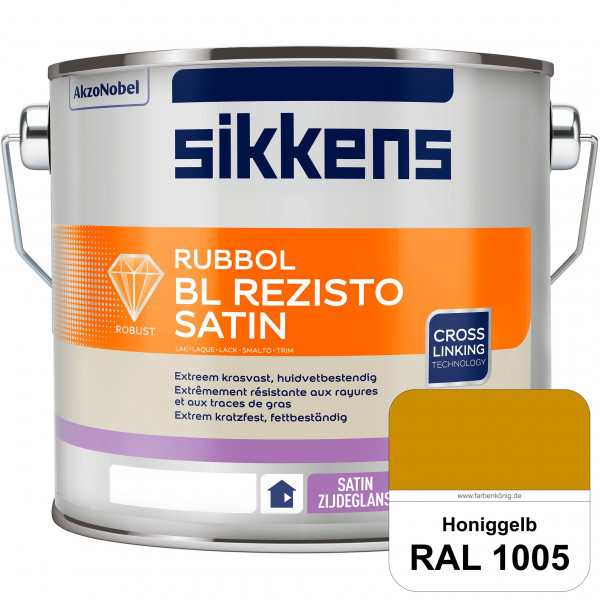 Rubbol BL Rezisto Satin (RAL 1005 Honiggelb) seidenglänzender und strapazierfähiger Lack (wasserbasi