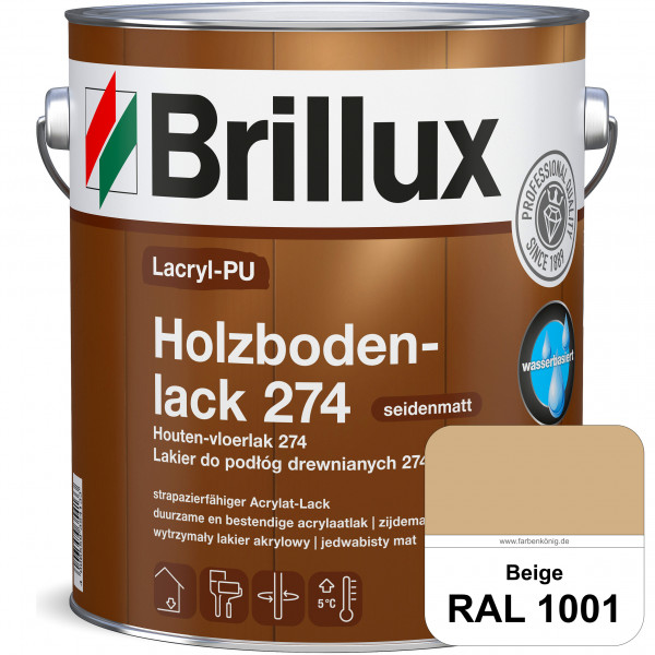 Lacryl-PU Holzbodenlack 274 (RAL 1001 Beige) hochwertige & widerstandsfähige, deckende Versiegelunge