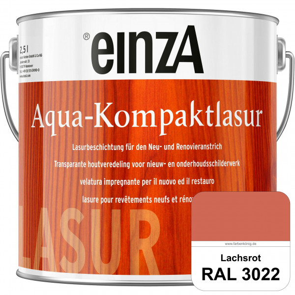 einzA Aqua-Kompaktlasur (RAL 3022 Lachsrot) wasserverdünnbare & feuchtigkeitsregulierende Lasurbesch