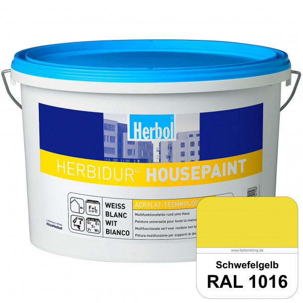 Herbidur Housepaint (RAL 1016 Schwefelgelb) seidenmatte Reinacrylat-Fassadenfarbe