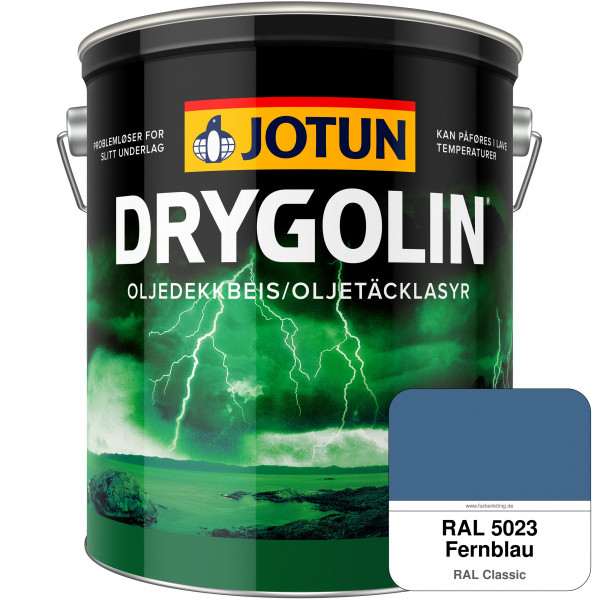 DRYGOLIN Oljedekkbeis - Deckende & wetterbeständige Öllasur für Außen (RAL 5023 Fernblau)