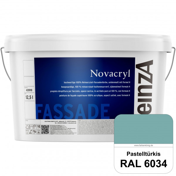 einzA Novacryl (RAL 6034 Pastelltürkis) Reinacrylat-Fassadenfarbe, seidenmatt