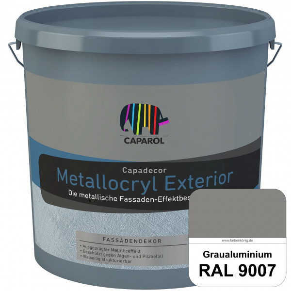Capadecor Metallocryl Exterior (RAL 9007 Graualuminium) Seidenglänzende Dispersionsfarbe mit metalli