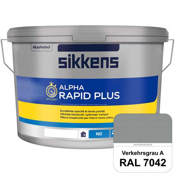 Alpha Rapid Plus (RAL 7042 Verkehrsgrau A) Hochwertige & stumpfmatte Wandfarbe für mittlere Belastun
