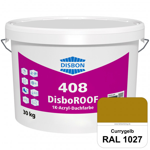 DisboROOF 408 1K-Acryl-Dachfarbe (RAL 1027 Currygelb) Elastische Reinacrylatbeschichtung für Betonda