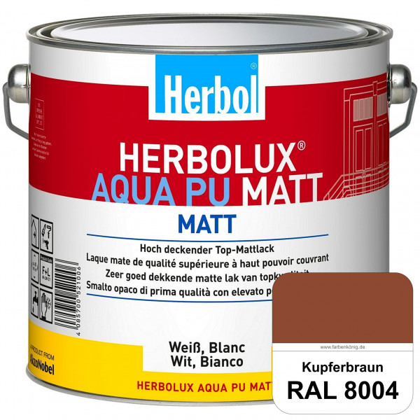 Herbolux Aqua PU Matt (RAL 8004 Kupferbraun) Top-PU-Mattlack auf Wasserbasis (Innen)