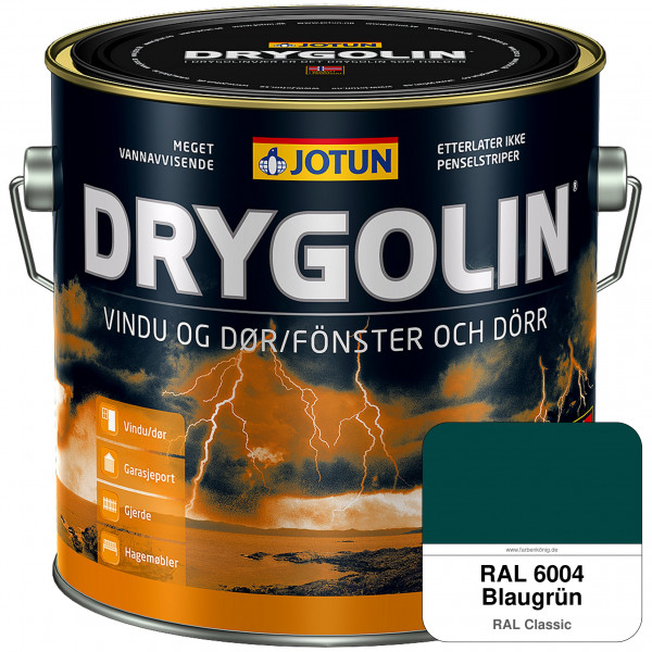 DRYGOLIN Vindu og Dør - wetterbeständige Holzschutzfarbe für Außen (RAL 6004 Blaugrün)