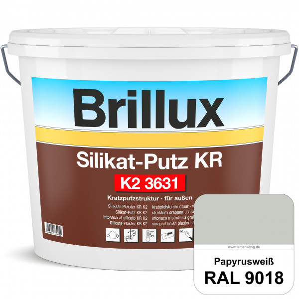 Silikat-Putz KR K2 3631 (RAL 9018 Papyrusweiß) Dekorativer Kratzputz auf Silikatbasis