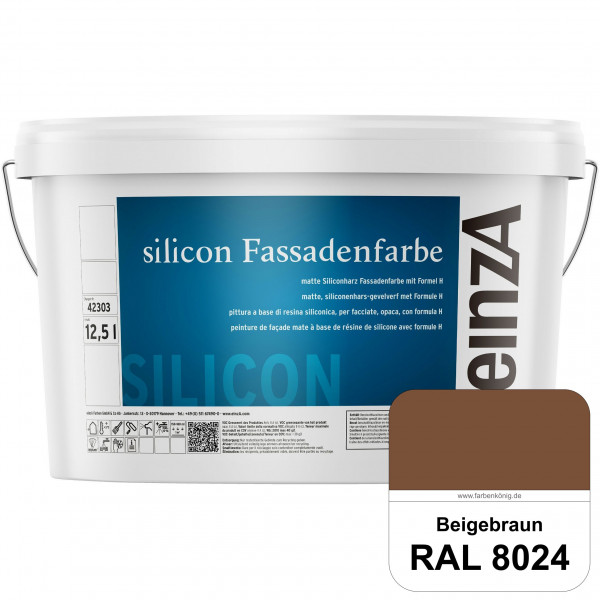 einzA silicon Fassadenfarbe (RAL 8024 Beigebraun) Hochwertige Siliconharz-Fassadenfarbe