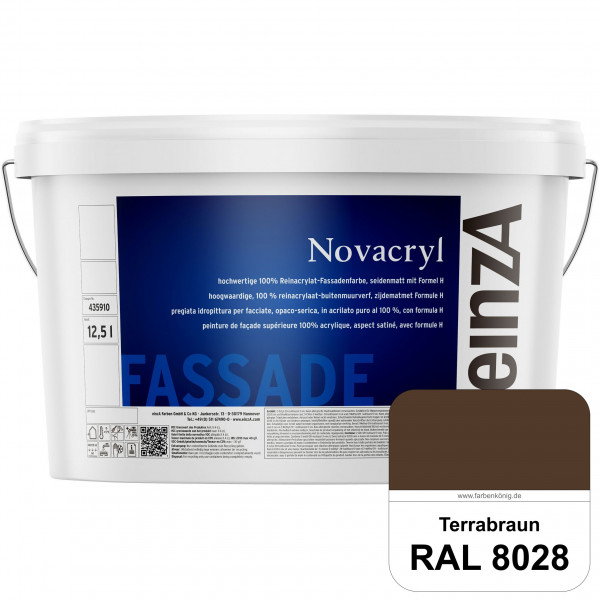 einzA Novacryl (RAL 8028 Terrabraun) Reinacrylat-Fassadenfarbe, seidenmatt