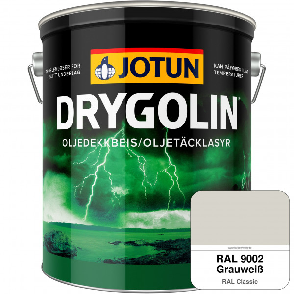 DRYGOLIN Oljedekkbeis - Deckende & wetterbeständige Öllasur für Außen (RAL 9002 Grauweiß)