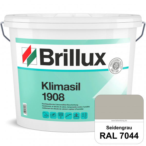 Klimasil 1908 (RAL 7044 Seidengrau) feuchtepuffernde & gut füllende Calciumsilikat-Beschichtung (auß