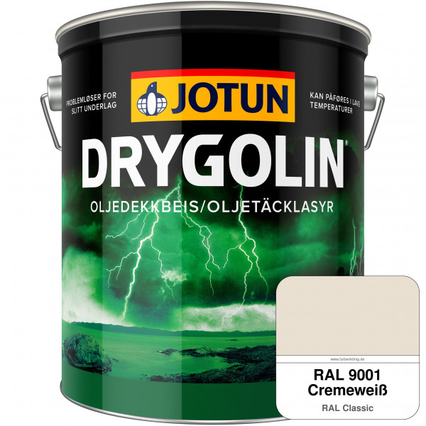 DRYGOLIN Oljedekkbeis - Deckende & wetterbeständige Öllasur für Außen (RAL 9001 Cremeweiß)