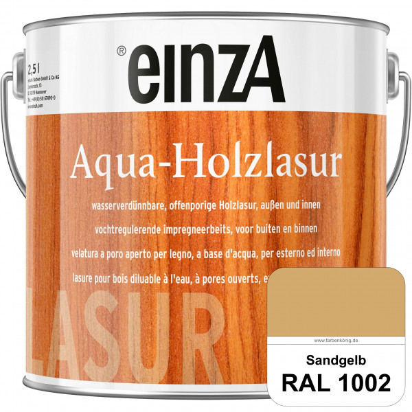 einzA Aqua-Holzlasur (RAL 1002 Sandgelb) wasserverdünnbare offenporige Holzlasur für Holzbauteile
