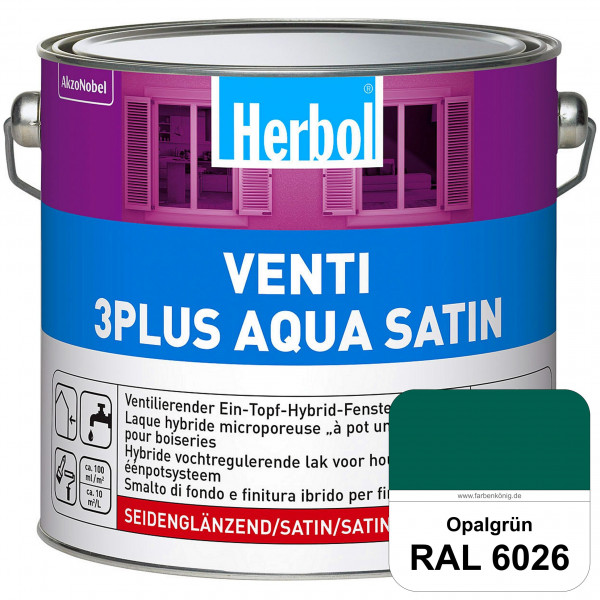 Venti 3Plus Aqua Satin (RAL 6026 Opalgrün) wasserbasierter & feuchtigkeitregulierender Ein-Topf-Fens