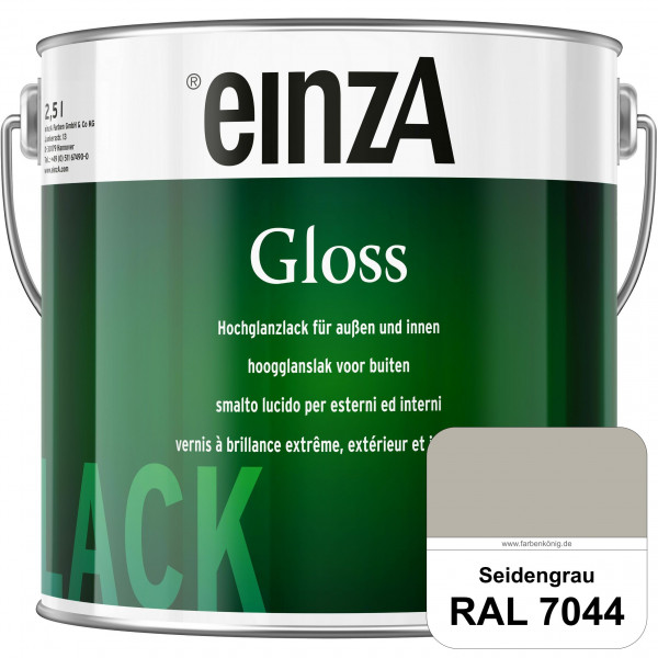 einzA Gloss (RAL 7044 Seidengrau) Hochwertiger Alkydharzlack in Premium-Qualität, hochglänzend.