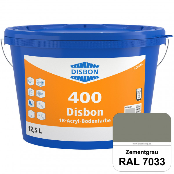 Disbon 400 1K-Acryl-Bodenfarbe (RAL 7033 Zementgrau) Dispersionsbeschichtung für mineralische Bodenf
