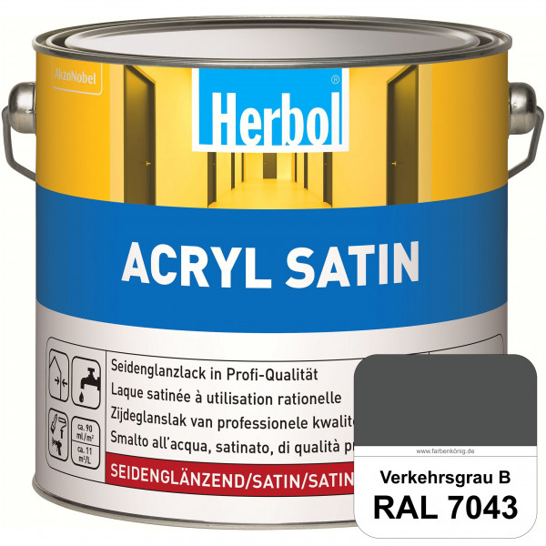 Acryl Satin (RAL 7043 Verkehrsgrau B) wasserverdünnbarer seidenglänzender Lack (Innen & Außen)