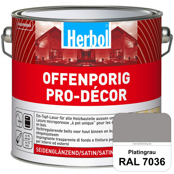 Herbol Offenporig Pro-Décor (RAL 7036 Platingrau) Hochwertige Ein-Topf-Holzlasur mit 2-Phasen-UV-Sch