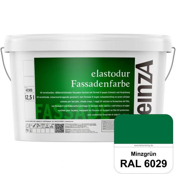einzA elastodur Fassadenfarbe (RAL 6029 Minzgrün) UV-vernetzendes & rissüberbrückendes Fassadenfarbe