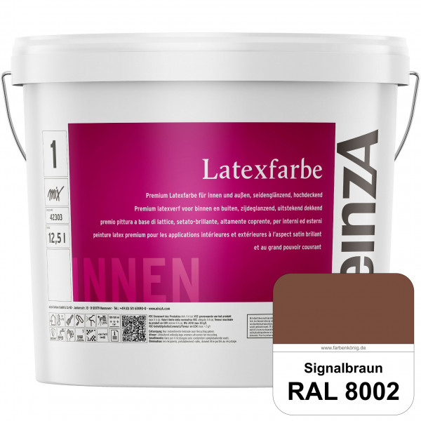 einzA Latexfarbe Premium (RAL 8002 Signalbraun) Hochwertige scheuerbeständige seidenglänzende Latexf