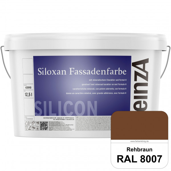 einzA Siloxan Fassadenfarbe (RAL 8007 Rehbraun) Siliconvergütete Fassadenfarbe