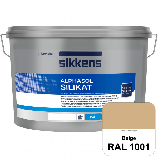 Alphasol Silikat (RAL 1001 Beige) Extrem matte Premium Wandfarbe auf SOL-Silikatbasis