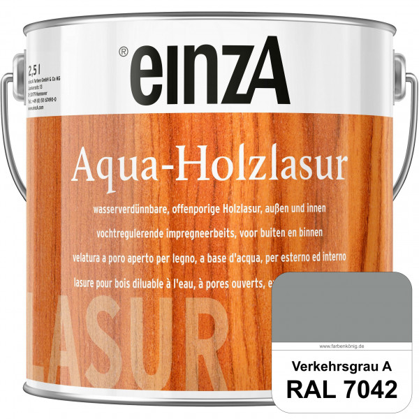 einzA Aqua-Holzlasur (RAL 7042 Verkehrsgrau A) wasserverdünnbare offenporige Holzlasur für Holzbaute