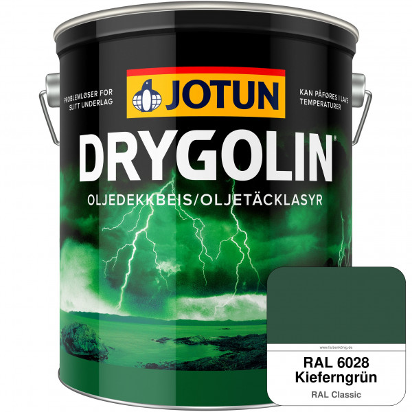 DRYGOLIN Oljedekkbeis - Deckende & wetterbeständige Öllasur für Außen (RAL 6028 Kieferngrün)