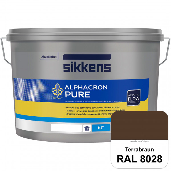 Alphacron Pure (RAL 8028 Terrabraun) Edelmatte & hochertige Premium Wandfarbe für glatte Untergründe