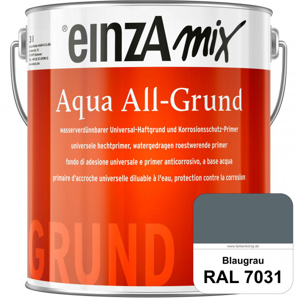 einzA Aqua All-Grund (RAL 7031 Blaugrau) Wasserverdünnbarer Haftgrund & Korrosionsschutz-Primer