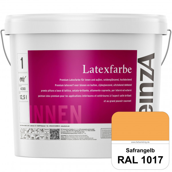 einzA Latexfarbe Premium (RAL 1017 Safrangelb) Hochwertige scheuerbeständige seidenglänzende Latexfa