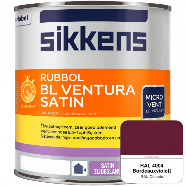 Rubbol BL Ventura Satin NEU (RAL 4004 Bordeauxviolett) Seidenglanzlack (wasserbasiert) Fenster außen