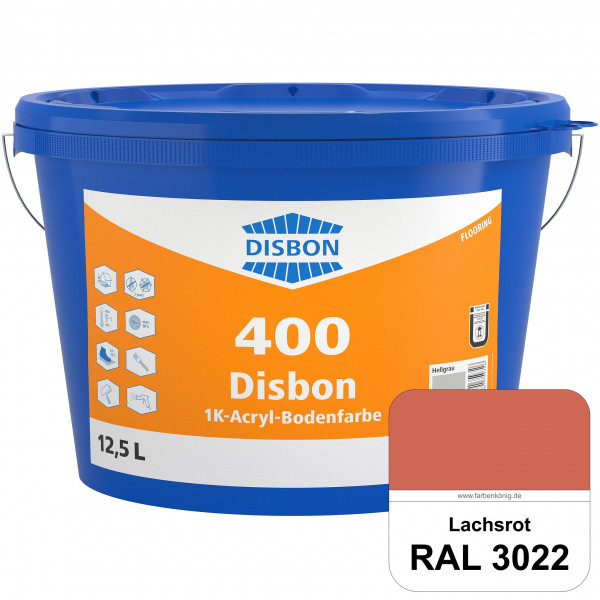 Disbon 400 1K-Acryl-Bodenfarbe (RAL 3022 Lachsrot) Dispersionsbeschichtung für mineralische Bodenflä