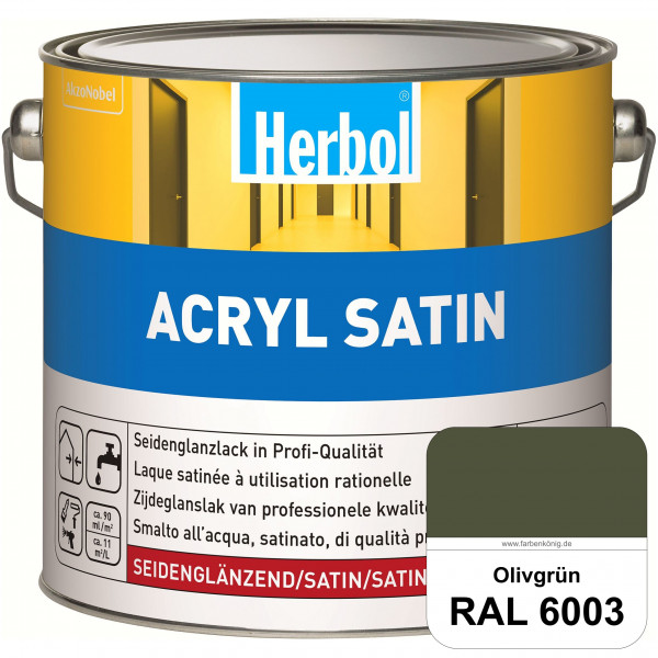 Acryl Satin (RAL 6003 Olivgrün) wasserverdünnbarer seidenglänzender Lack (Innen & Außen)