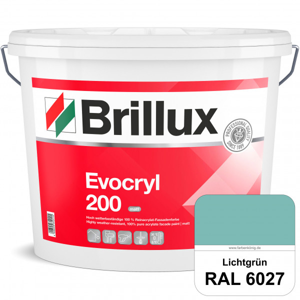 Evocryl 200 (RAL 6027 Lichtgrün) Verschmutzungsunempfindliche 100% Reinacrylat Fassadenfarbe