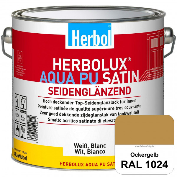 Herbolux Aqua PU Satin (RAL 1024 Ockergelb) Wasserverdünnbarer Top-PU-Seidenglanzlack (Innen)