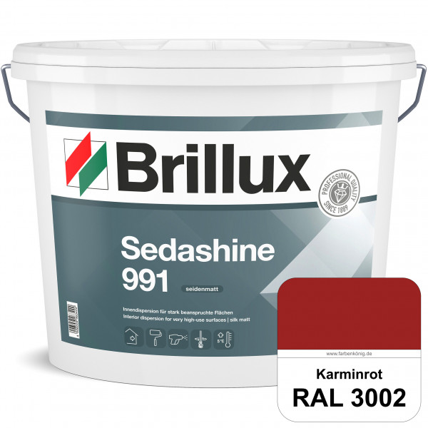 Sedashine 991 (RAL 3002 Karminrot) Seidenmatte Innendispersion für hoch strapazierfähige & gut reini