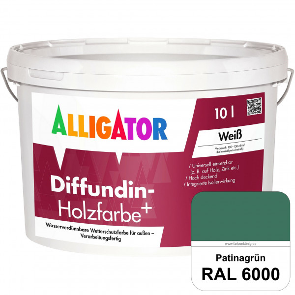 Diffundin-Holzfarbe+ (RAL 6000 Patinagrün)