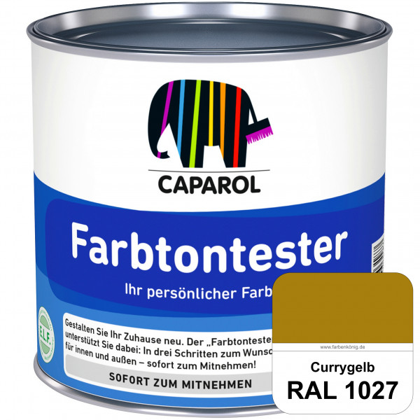 Farbtontester (RAL 1027 Currygelb) Individuell abgetönte Dispersionsfarbe zum Anlegen von Farbtonmus