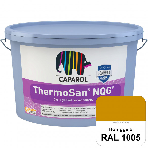 ThermoSan NQG (RAL 1005 Honiggelb) schmutzabweisende Siliconharz Fassadenfarbe mit Algen- und Pilzsc