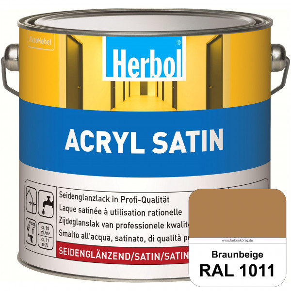 Acryl Satin (RAL 1011 Braunbeige) wasserverdünnbarer seidenglänzender Lack (Innen & Außen)